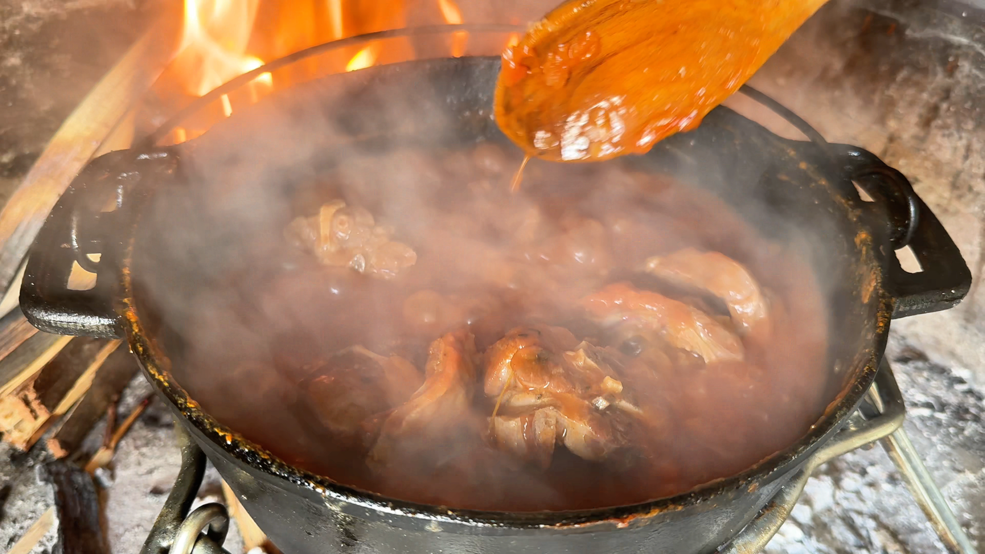 Tamatie kos tomato lamb stew with potatoes over basmati rice